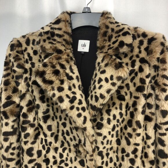 Cabi Josephine Coat XS Faux Fur Leopard Print Removable Cuffs Style 3727 - Picture 5 of 12